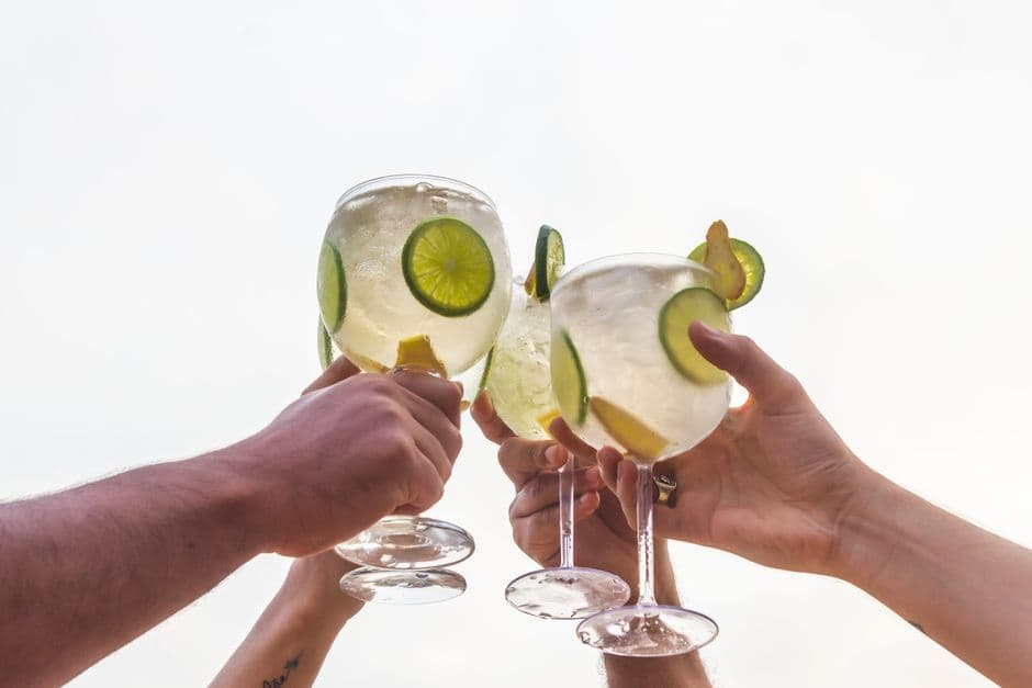 Friends raising a toast at a birthday celebration