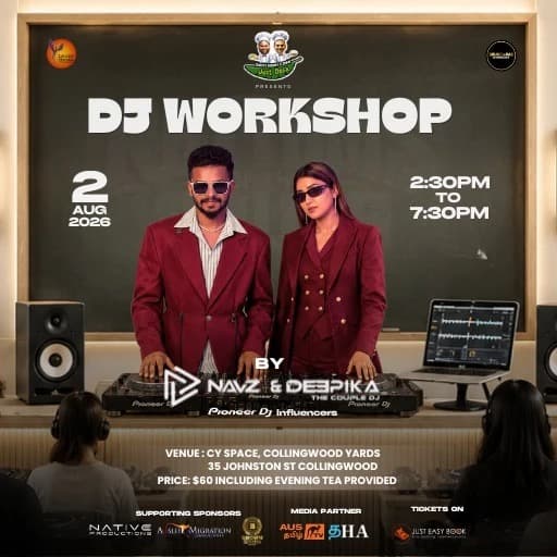 Mobile DJ Workshop with DJ Navz and DJ Deepika, Melbourne poster