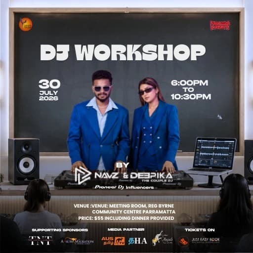 Mobile DJ Workshop with DJ Navz and DJ Deepika, Sydney poster