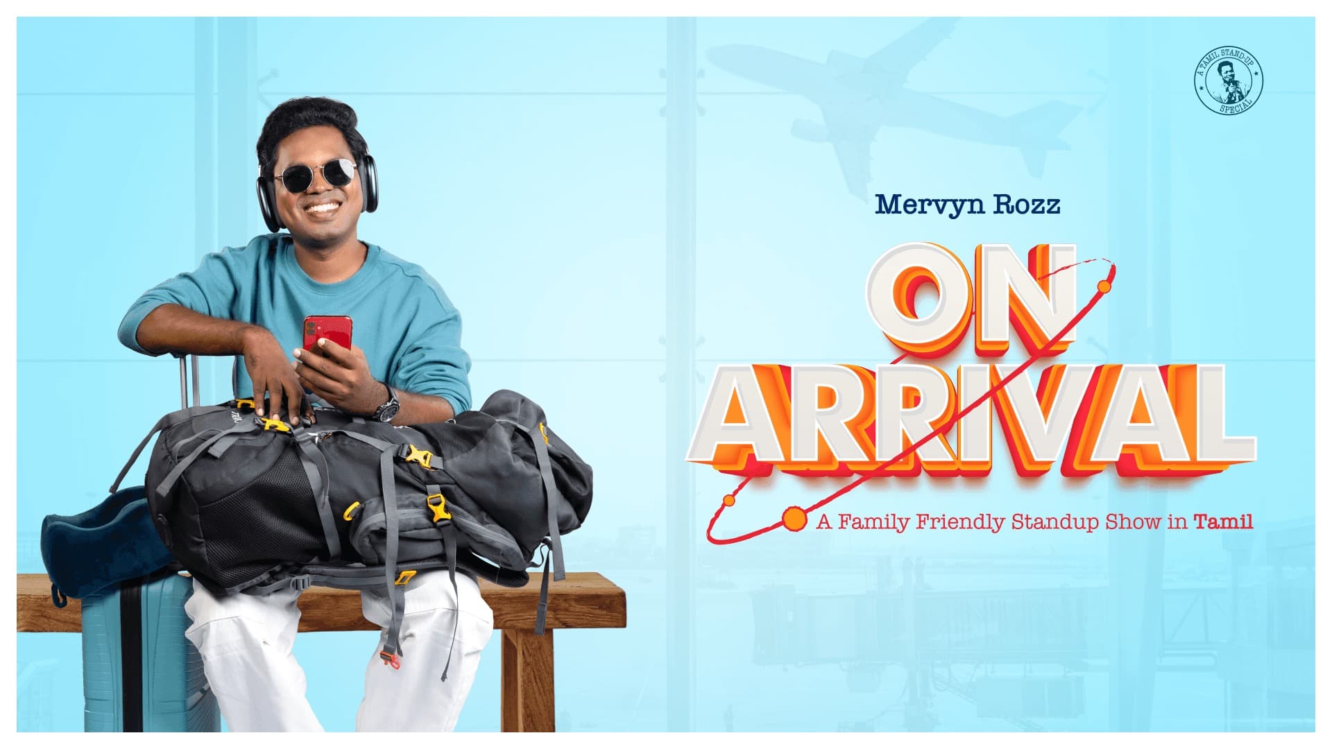 Mervyn Rozz On Arrival stand-up tour artwork